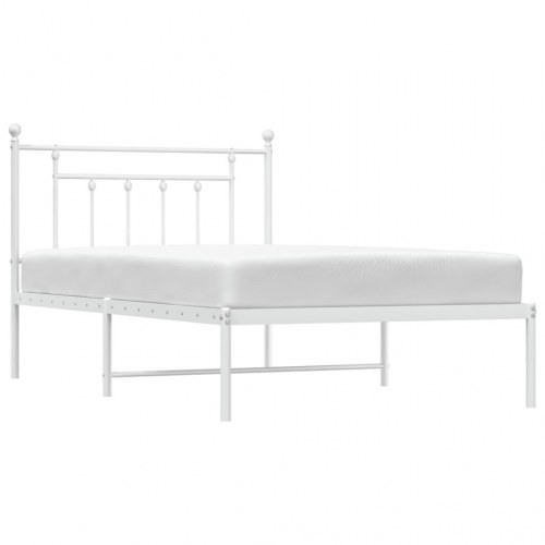 Sengeramme med sengegavl 100×200 cm - metal, hvid