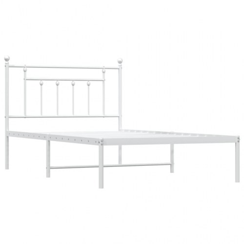 Sengeramme med sengegavl 100×200 cm - metal, hvid