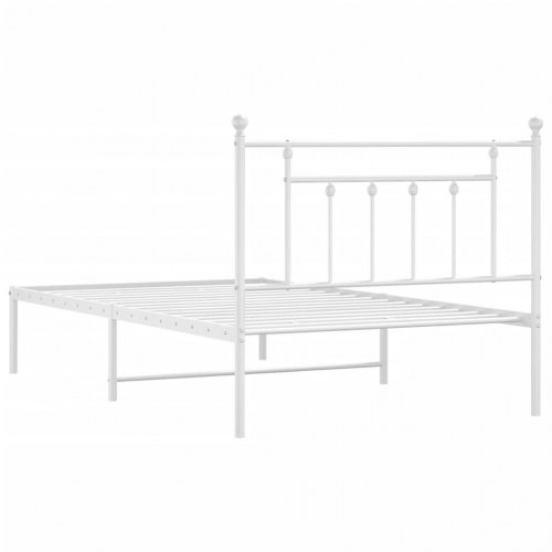 Sengeramme med sengegavl 100×200 cm - metal, hvid