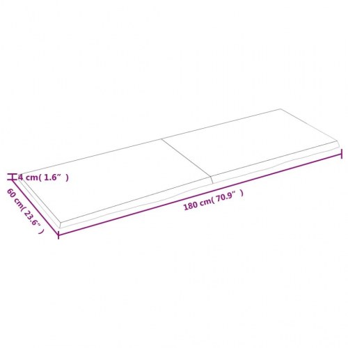 Væghylde 180x60x(2-4) cm ubehandlet massivt egetræ