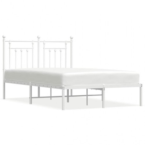 Sengeramme med sengegavl 120×190 cm - metal, hvid