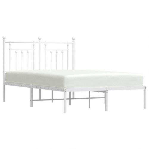 Sengeramme med sengegavl 120×190 cm - metal, hvid