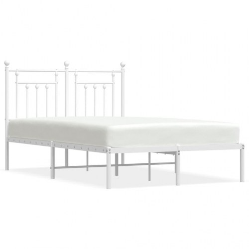 Sengeramme med sengegavl 120x200 cm - metal, hvid