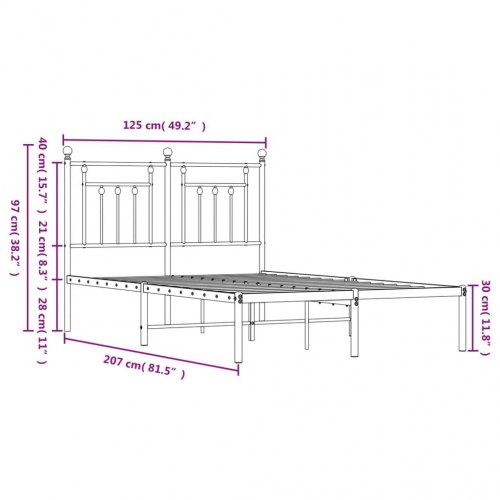 Sengeramme med sengegavl 120x200 cm - metal, hvid