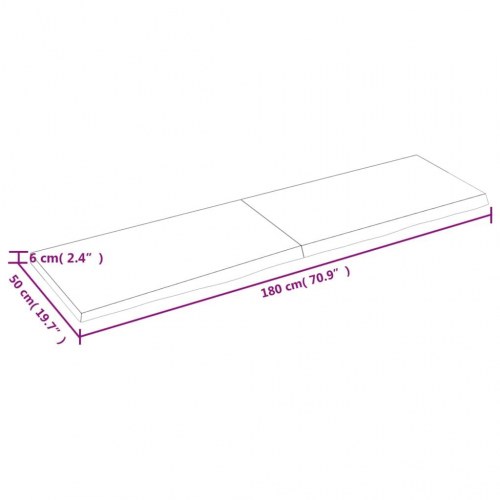 Væghylde 180x50x(2-6) cm ubehandlet massivt egetræ