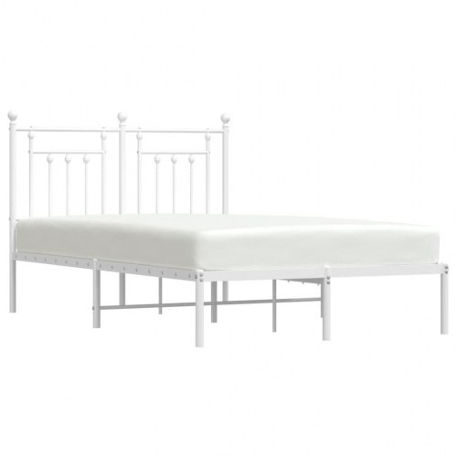 Sengeramme med sengegavl 135 x 190 cm - metal, hvid