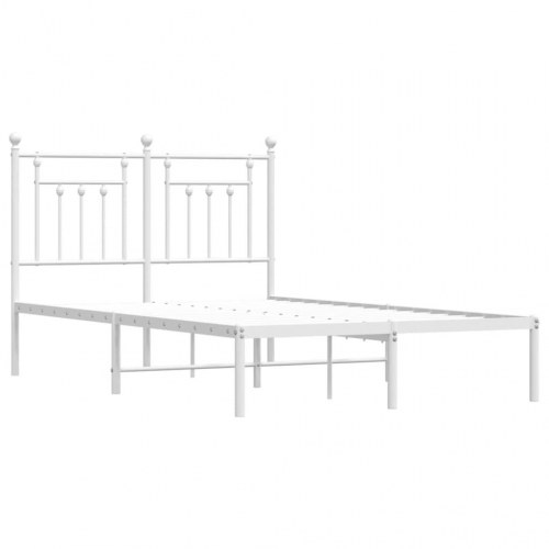 Sengeramme med sengegavl 135 x 190 cm - metal, hvid