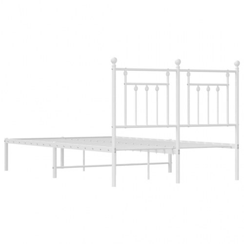 Sengeramme med sengegavl 135 x 190 cm - metal, hvid