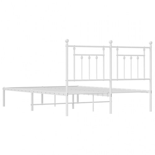 Sengeramme med sengegavl 140 x 190 cm - metal, hvid