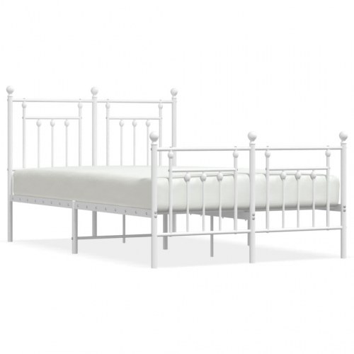 Sengeramme med sengegavl og fodgærde 135×190 cm - metal, hvid