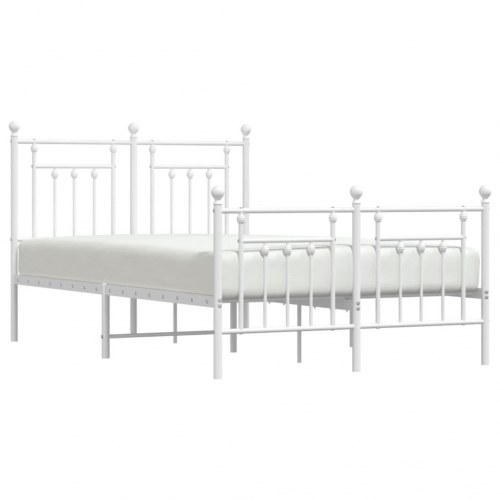 Sengeramme med sengegavl og fodgærde 135×190 cm - metal, hvid