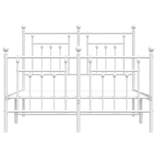 Sengeramme med sengegavl og fodgærde 135×190 cm - metal, hvid