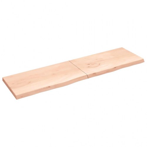 Væghylde i massivt egetræ - 220 × 60 × (2-6) cm, ubehandlet, naturlig kant