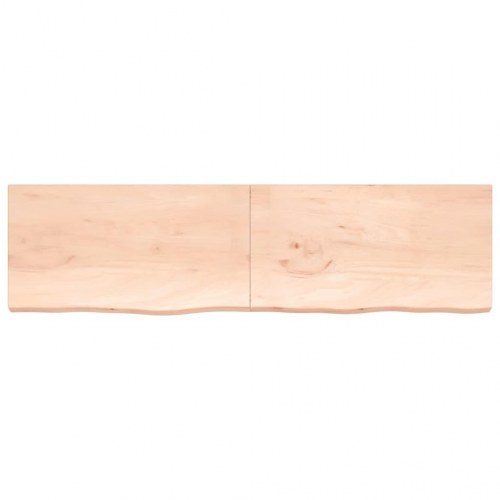 Væghylde i massivt egetræ - 220 × 60 × (2-6) cm, ubehandlet, naturlig kant