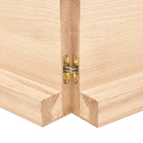 Væghylde i massivt egetræ - 220 × 60 × (2-6) cm, ubehandlet, naturlig kant