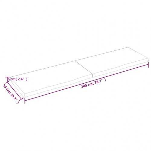 Væghylde 200x50x(2-6) cm ubehandlet massivt egetræ
