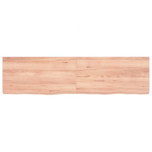 Væghylde i massivt egetræ 120×30×(2-4) cm - lysebrun, lakeret, naturlig kant