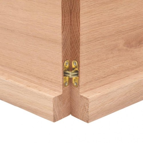 Væghylde i massivt egetræ 120×30×(2-4) cm - lysebrun, lakeret, naturlig kant
