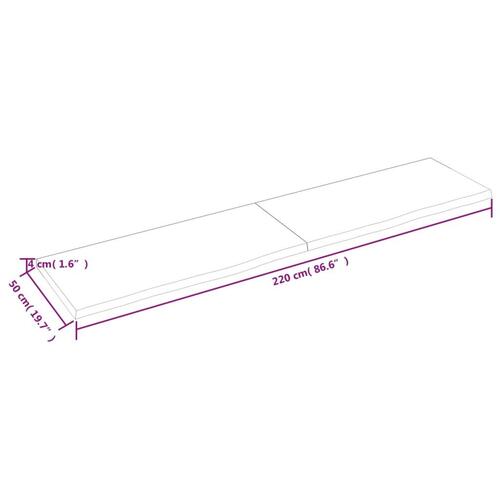 Væghylde 220x50x(2-4) cm behandlet massivt egetræ lysebrun