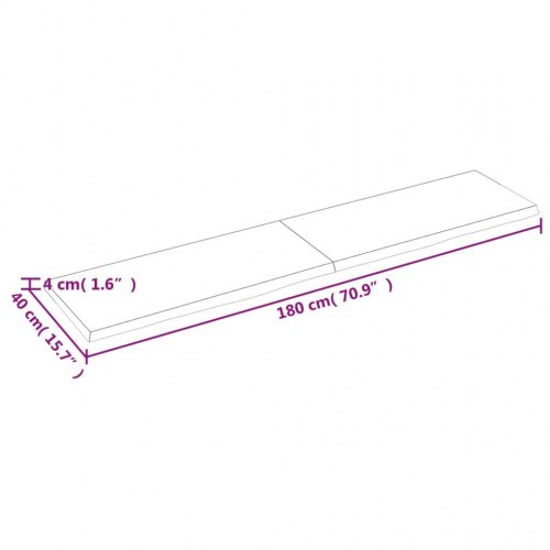 Væghylde 180x40x(2-4) cm behandlet massivt egetræ lysebrun