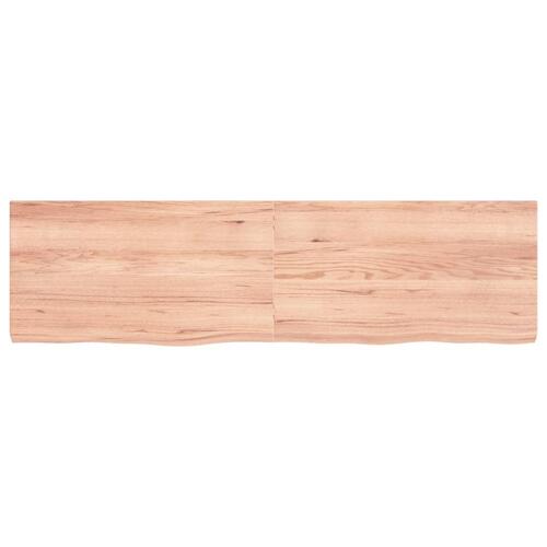 Væghylde 180x50x(2-6) cm behandlet massivt egetræ lysebrun