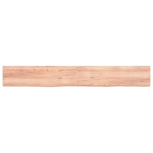Væghylde 220x30x(2-6) cm behandlet massivt egetræ lysebrun