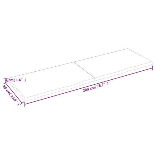 Væghylde 200x60x(2-4) cm behandlet massivt egetræ lysebrun