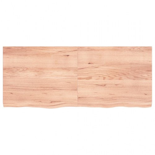 Væghylde i massivt egetræ 120×50×(2-4) cm - lysebrun, behandlet med naturlig kant