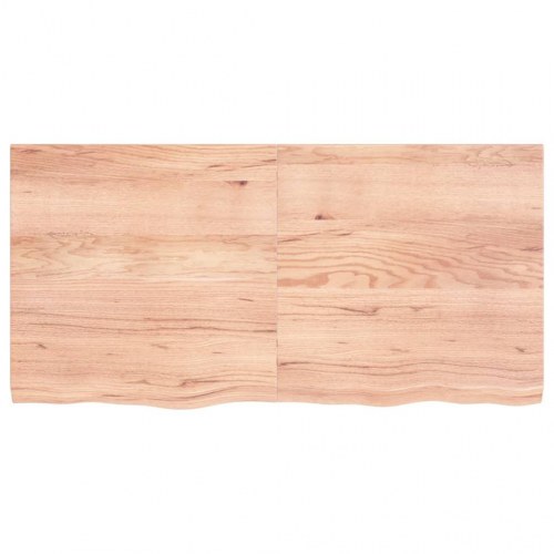 Væghylde i massivt egetræ 120×60×(2-4) cm - lysebrun, behandlet med naturlig kant