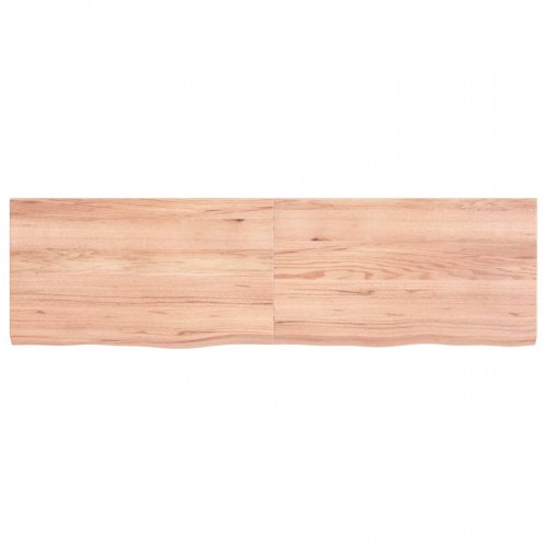 Væghylde i massivt egetræ 140 × 40 × (2-4) cm - lysebrun, behandlet, naturlig kant