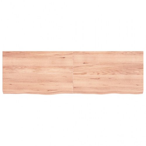 Væghylde i massivt egetræ 160×50×(2-6) cm - lysebrun, behandlet med naturlig kant