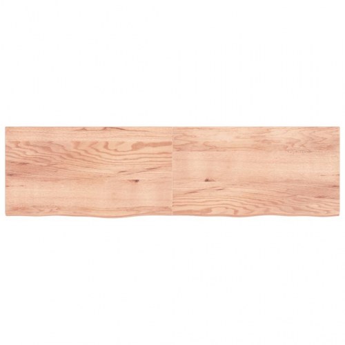 Væghylde 220x60x(2-4) cm behandlet massivt egetræ lysebrun