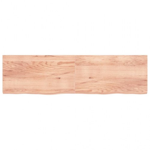 Væghylde 220x60x(2-6) cm behandlet massivt egetræ lysebrun