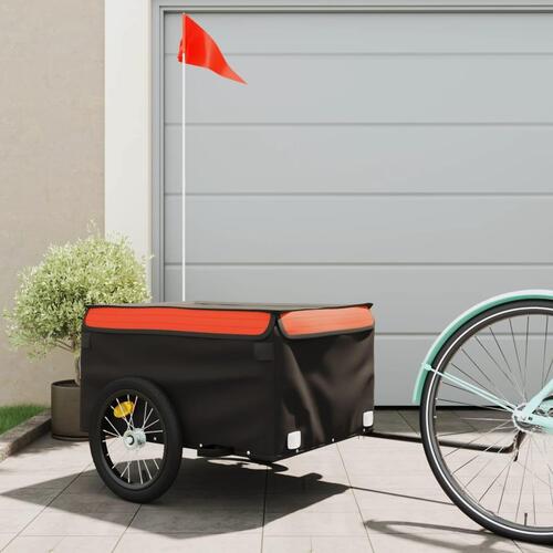 Cykelanhænger 45 kg jern sort og orange