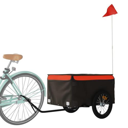 Cykelanhænger 45 kg jern sort og orange