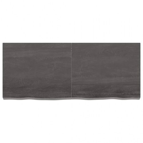 Væghylde i massivt egetræ 120×50×(2-6) cm - mørkebrun, naturlig kant
