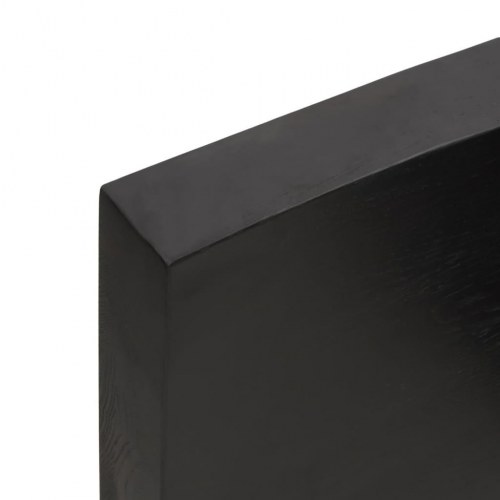 Væghylde i massivt egetræ 120×50×(2-6) cm - mørkebrun, naturlig kant
