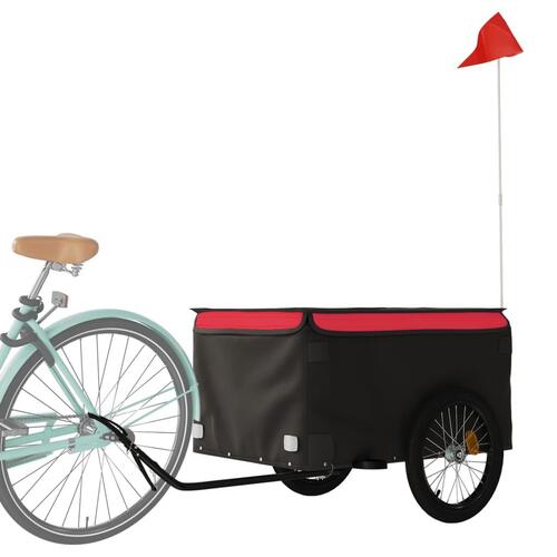 Cykelanhænger 45 kg jern sort og rød