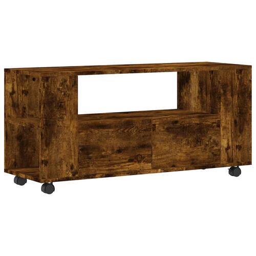 Tv-bord 102x34,5x43 cm konstrueret træ røget egetræsfarve