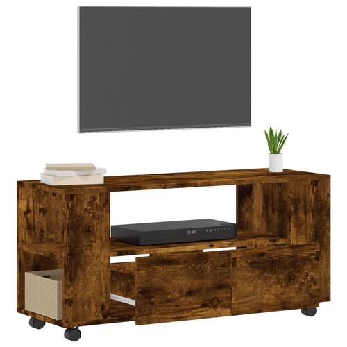 Tv-bord 102x34,5x43 cm konstrueret træ røget egetræsfarve