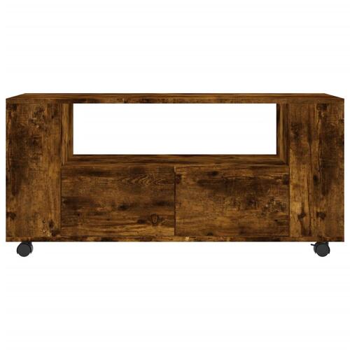 Tv-bord 102x34,5x43 cm konstrueret træ røget egetræsfarve
