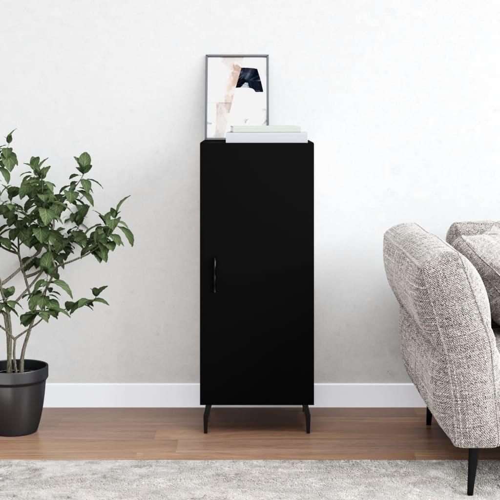 Skænk i konstrueret træ med metalben - 34,5 × 34 × 90 cm, sort