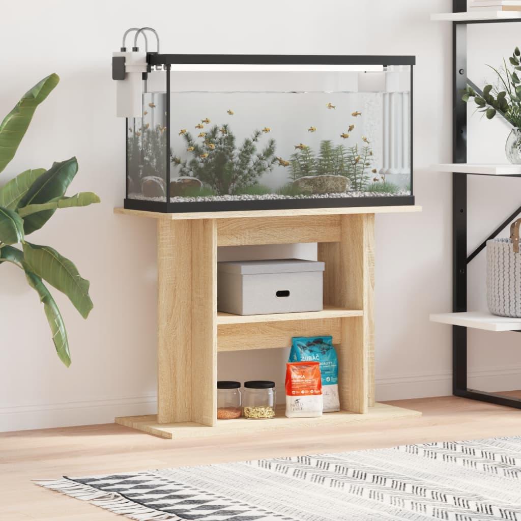 Akvariebord 80x35x60 cm konstrueret træ sonoma-eg