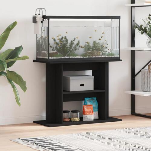 Akvariebord 80x35x60 cm konstrueret træ sort