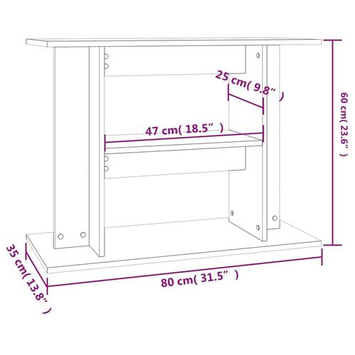Akvariebord 80x35x60 cm konstrueret træ sort