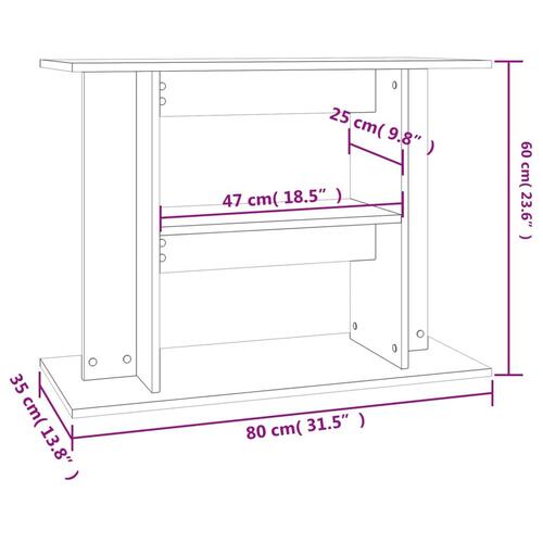 Akvariebord 80x35x60 cm konstrueret træ hvid