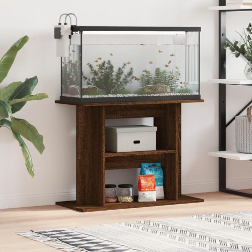Akvariebord 80x35x60 cm konstrueret træ brun egetræsfarve