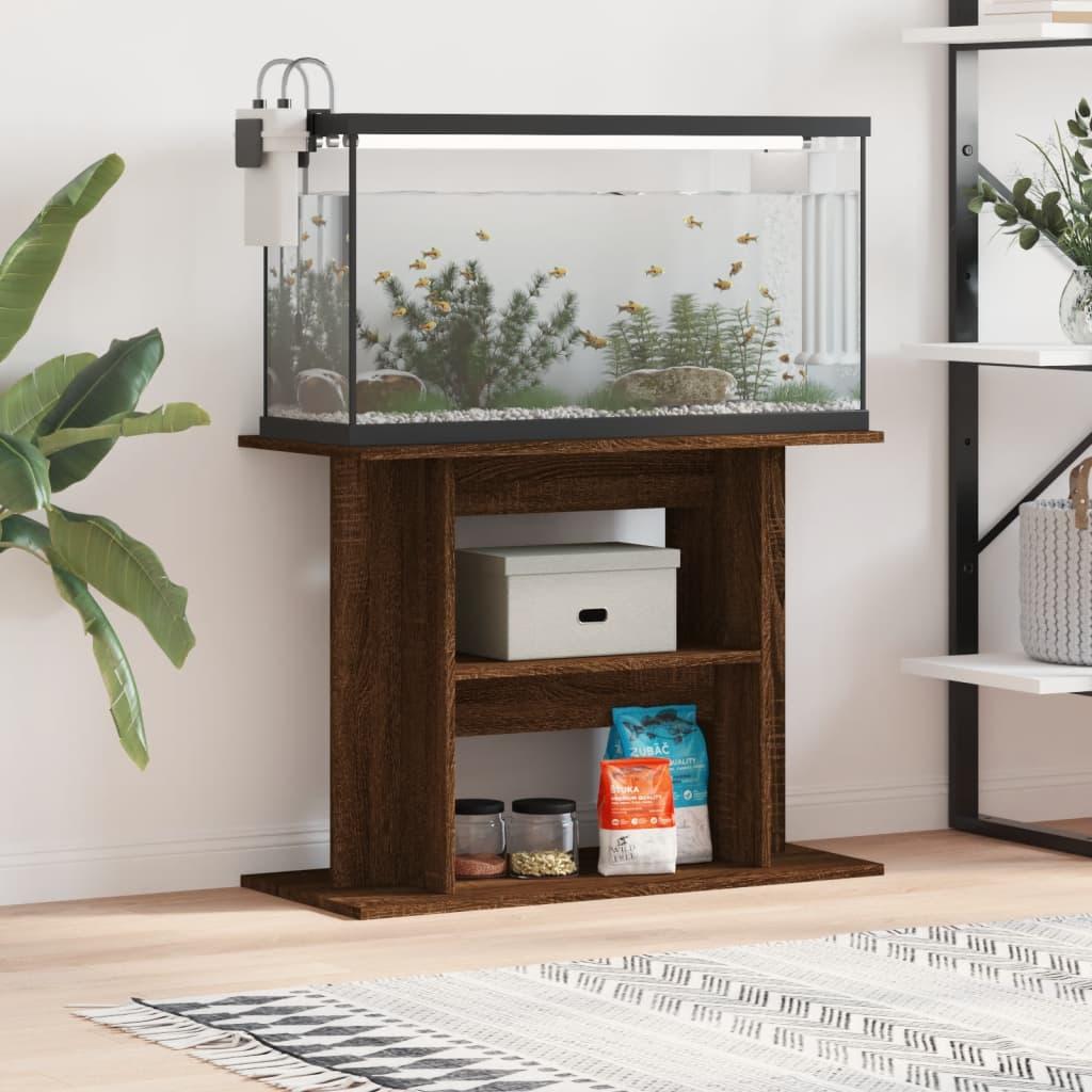 Akvariebord 80x35x60 Cm Konstrueret Træ Brun Egetræsfarve