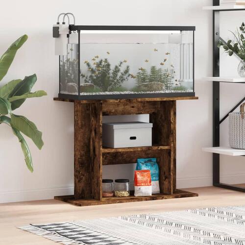 Akvariebord 80x35x60 cm konstrueret træ røget egetræsfarve