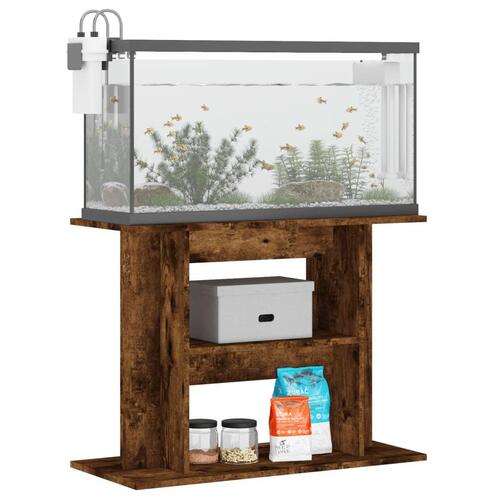 Akvariebord 80x35x60 cm konstrueret træ røget egetræsfarve